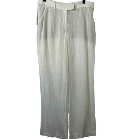 Express Pants - Express Editor Linen Wide Leg Pants White High Rise Office Size 10
